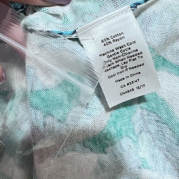 Talbots Teal Blue Novelty Cardigan Sweater Size X Giraffe Print Palms Business - Picture 7 of 7